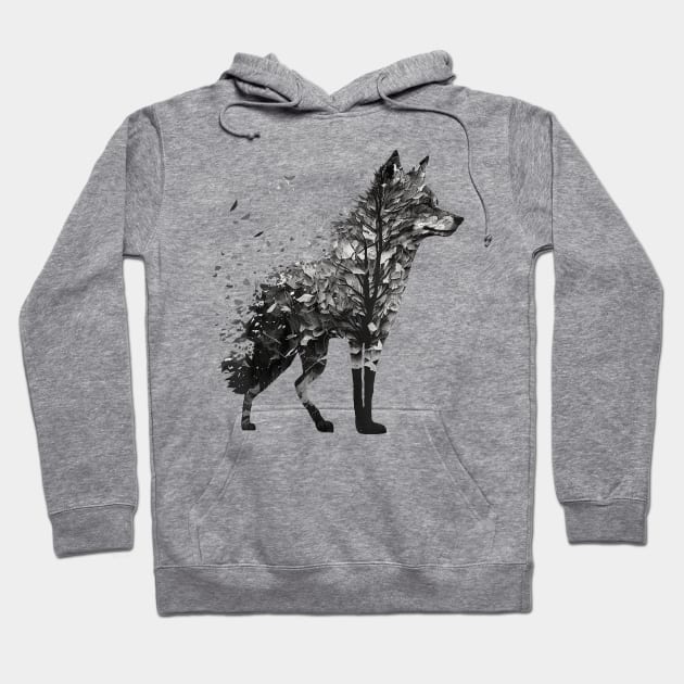 Wolf Tree Decay Drawing Animal Print Art Wolf Hoodie by elmiragokoryan